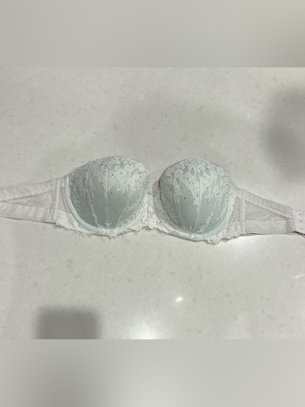 Victoria's Secret Strapless Lace Push-Up Bra in Pale Mint